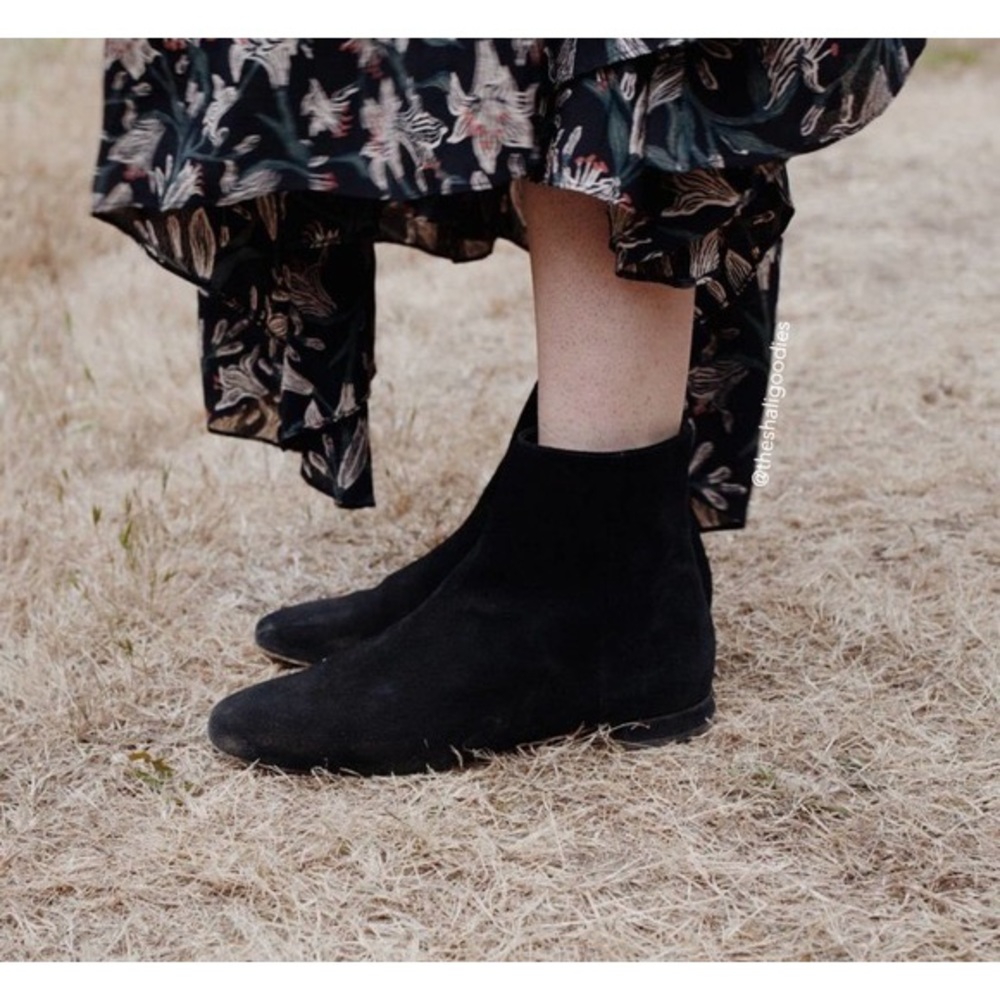 DOEN Bowery Boot Black Suede Booties Leather 38